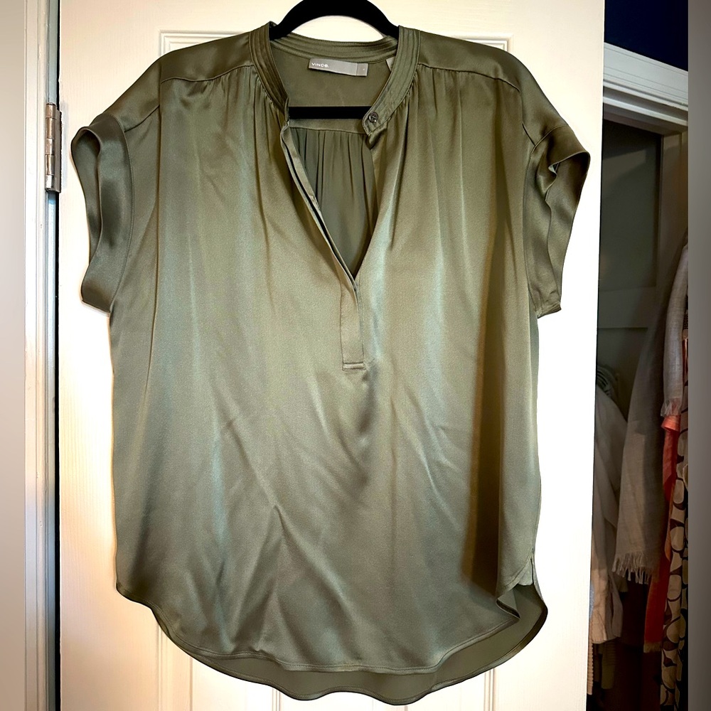 Vince Silk Blouse - Dark Green